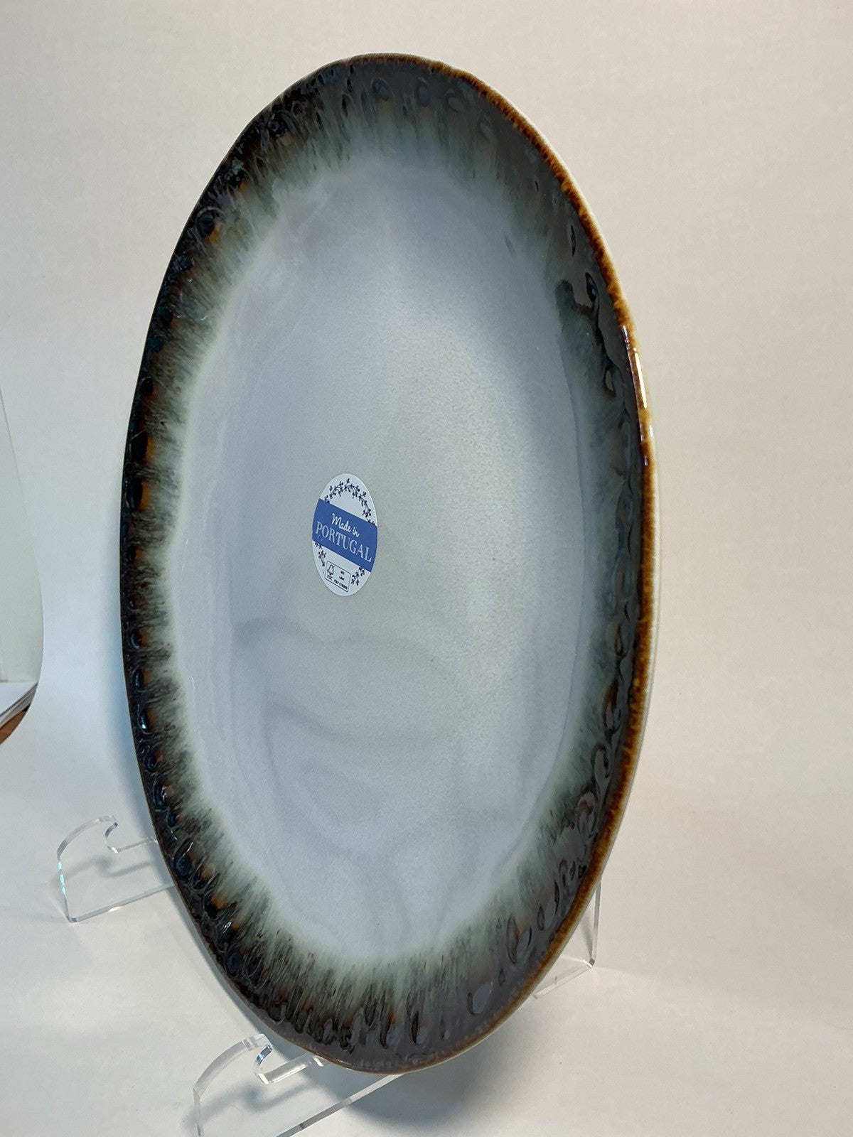 MATCERAMICA Multicolor Edge Dinner Grayish Plate 11” Made in Portugal