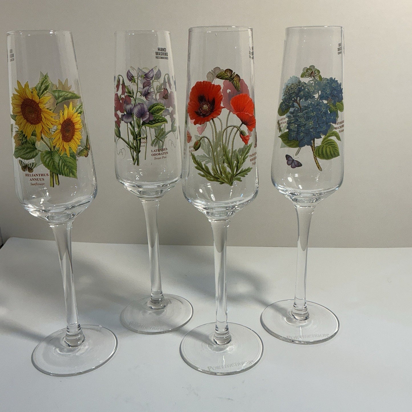 Botanic Garden by Portmeirion 12 Oz Glassware Wine Glasses 9.5” Set Of 4 Flowers