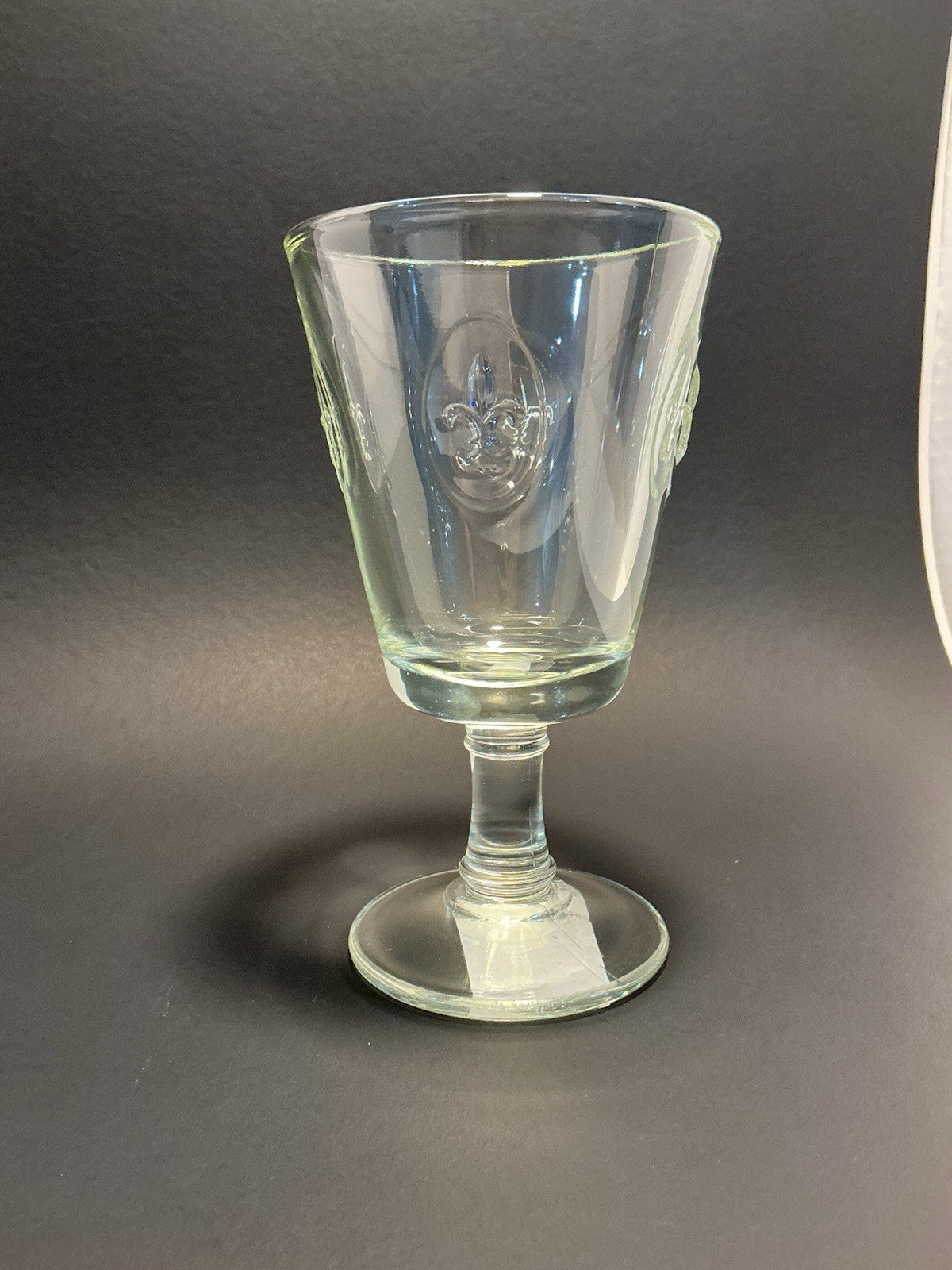 La Rochère Fleur de Lis Wine Glass Clear with Yellow Tint Made In France