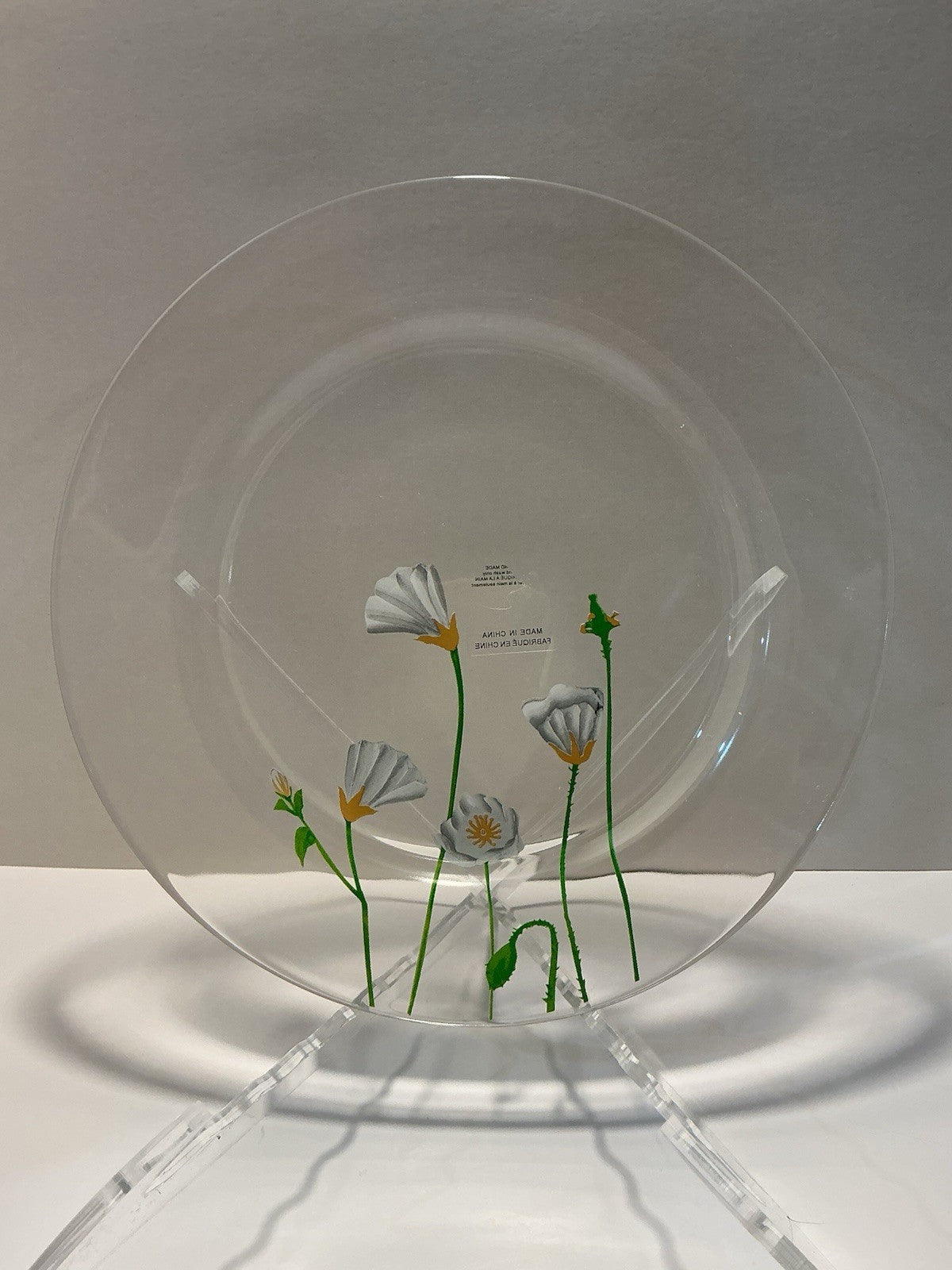 Hand Painted Clear Plate X-large Dinner Or Charger