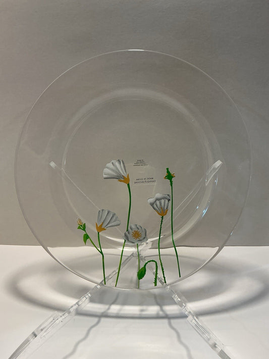 Hand Painted Clear Plate X-large Dinner Or Charger