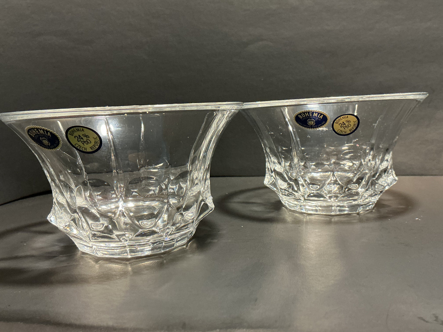 Bohemia 24 lead Crystal bowls set of 2 Crafted in the Czech Republic, Vintage from the Diamond collection.