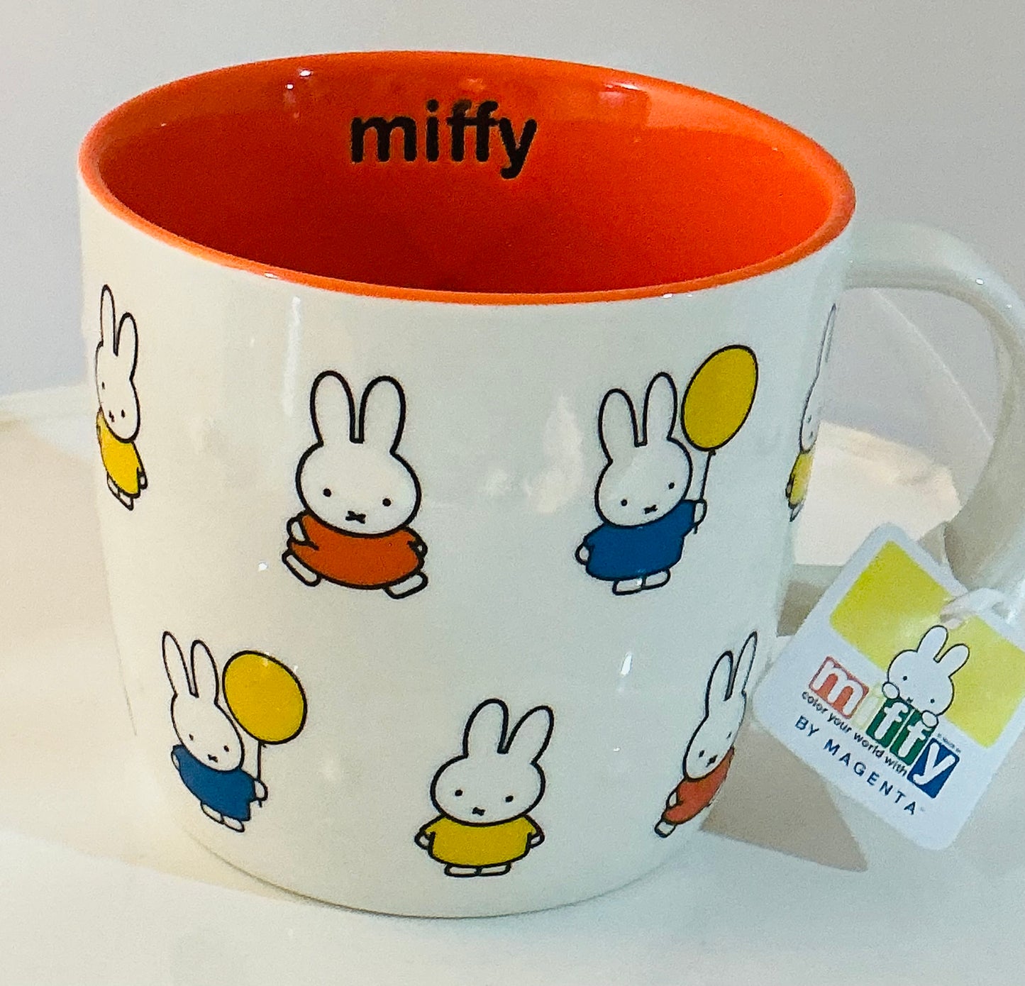 MIFFY by Magenta Orange interior w/ colorful bunny characters and balloons 18oz