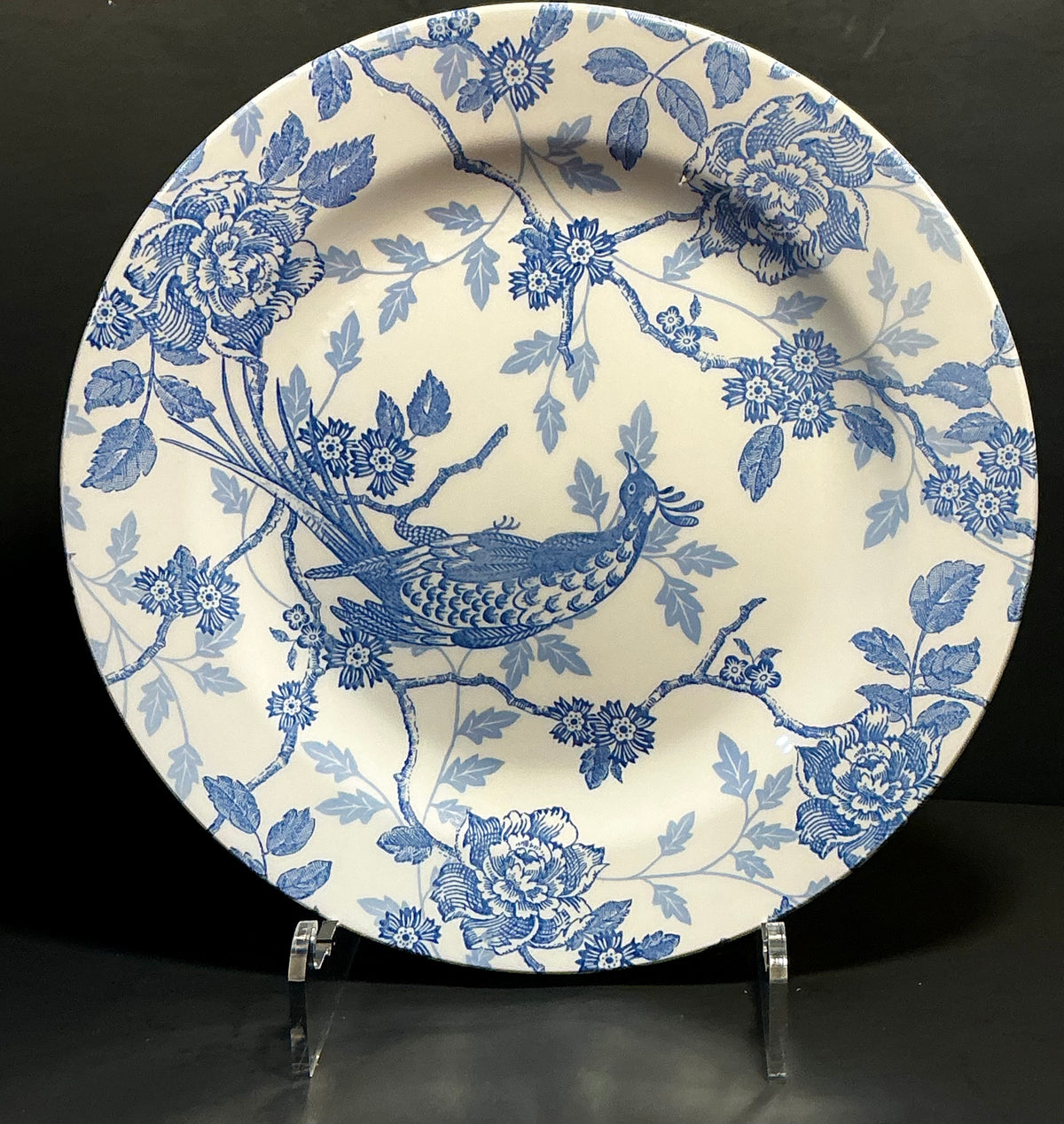 Queen’s Kujaku Blue and White Porcelain 10.5” Dinner Plate.Made in England