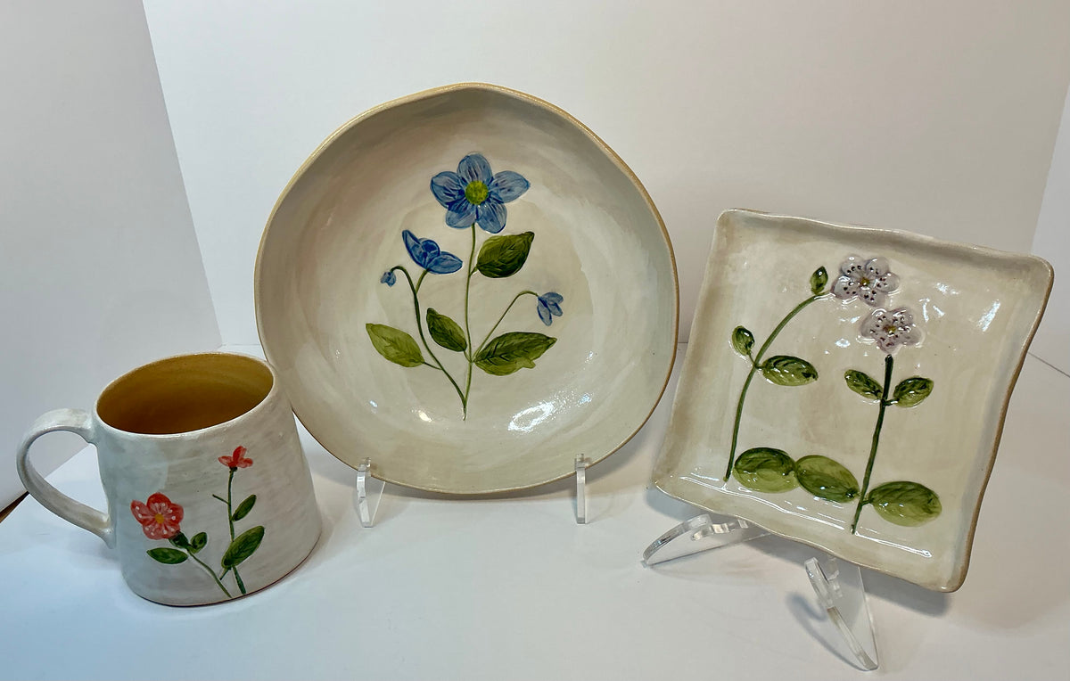 Potter’s Studio Hand-Painted Yellow Floral Square 5x5 Small Ceramic Dish
