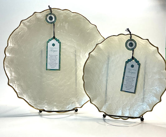 Akcam Handcrafted Turkish Dinnerware Set Shiny off white 11”/8”Plates