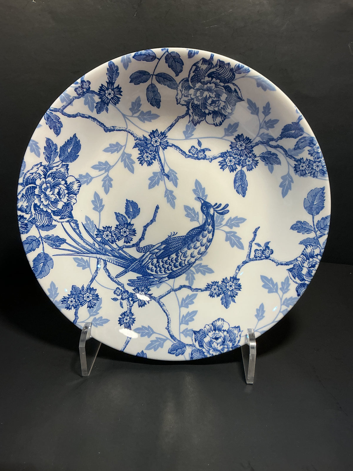 Queen’s Kujaku Blue and White Porcelain 9” Bowl. Made in England