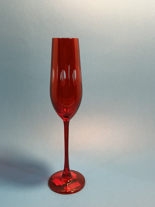 Italo Champagne Flute set of 2 Red 10” long