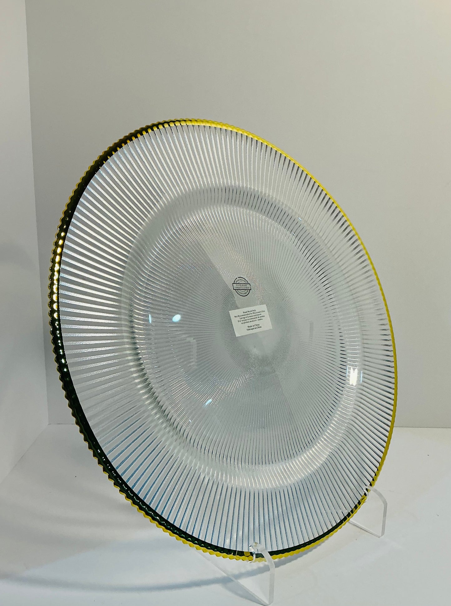 Clear Textured Glass Charger Plate w/ Gold Rim 13” multi use, make a perfect gift