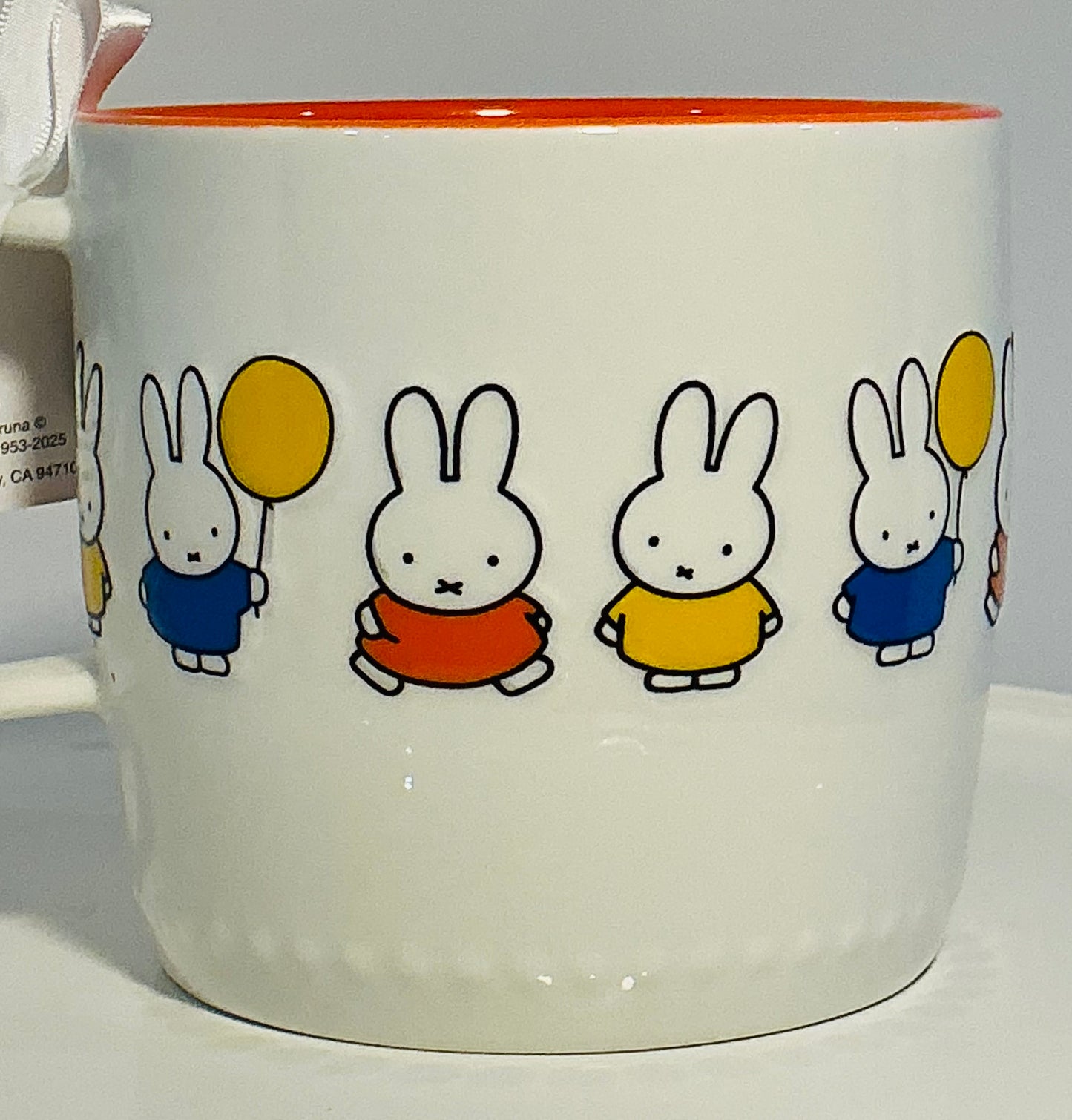 MIFFY By Magenta Bunny Rabbit 3D texture 18oz large ceramic mug w/Orange interior