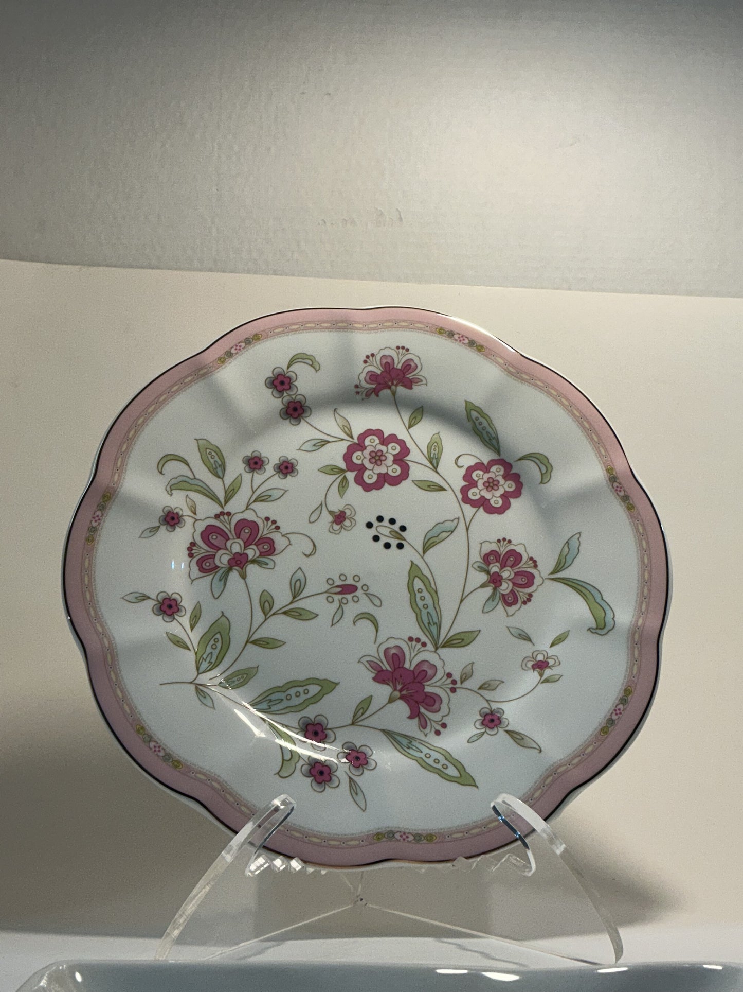 Grace's Teaware Pink Cornflowers Pink Rim 10” Dinner Plate