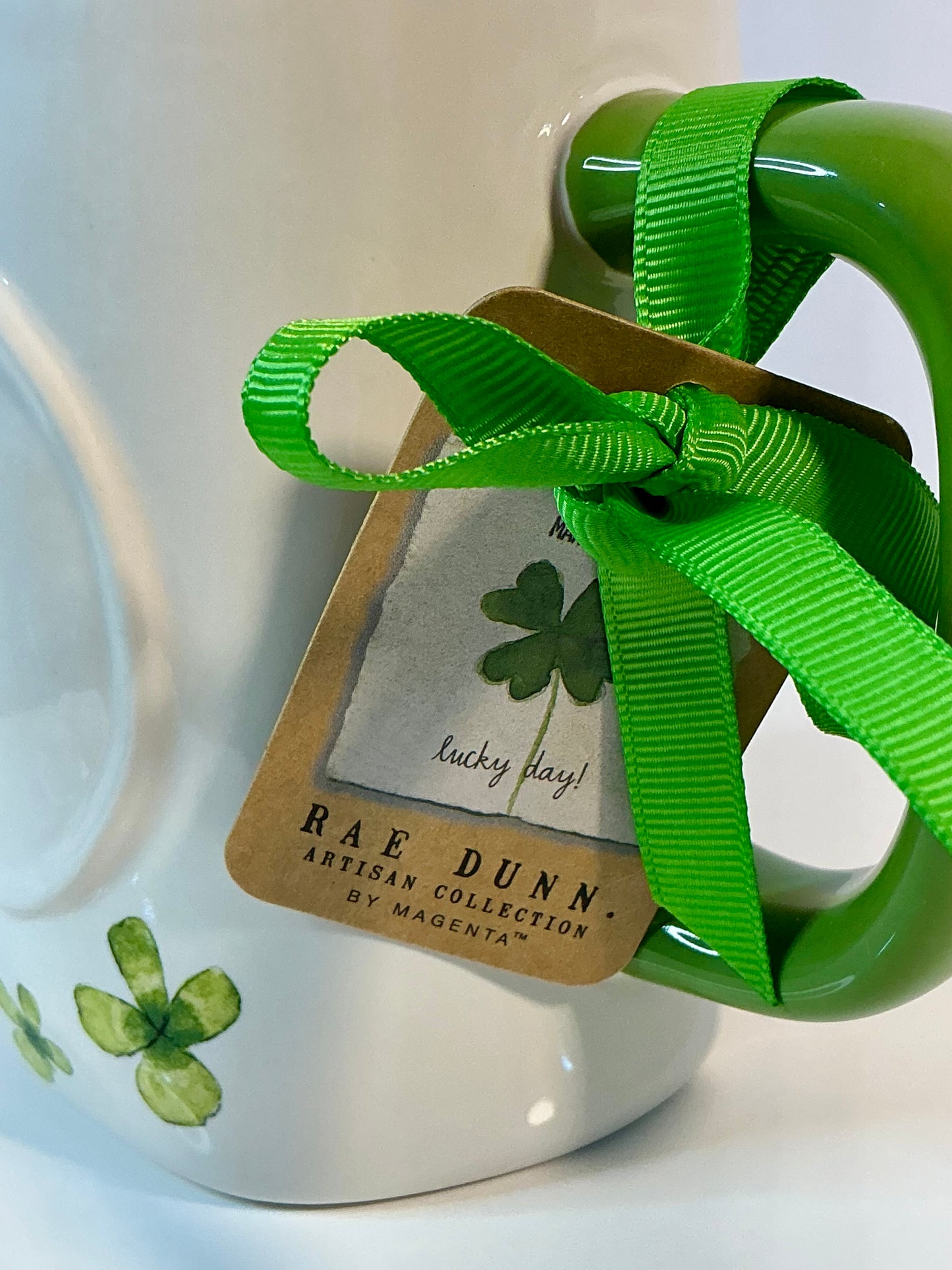 Rae Dunn “Oh so Lucky” Large Ceramic Saint Patrick’s day Mug 16oz & 4.75” High
