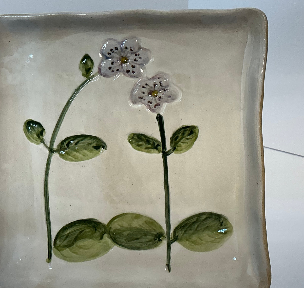 Potter’s Studio Hand-Painted Lavender Floral Square 5x5 Small Ceramic Dish