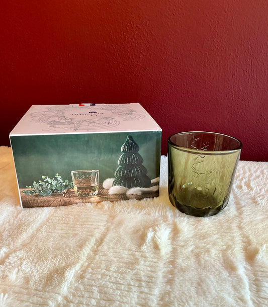 Set of 2 La Rochère Deer Head Whiskey Glass Tumbler 10.48 oz Olive Green