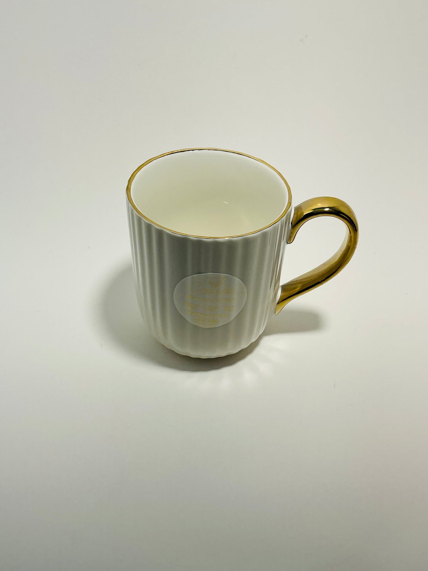 Camilla Off White Scallop design with Gold Trim & Handle