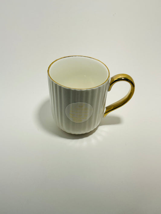 Camilla Off White Scallop design with Gold Trim & Handle