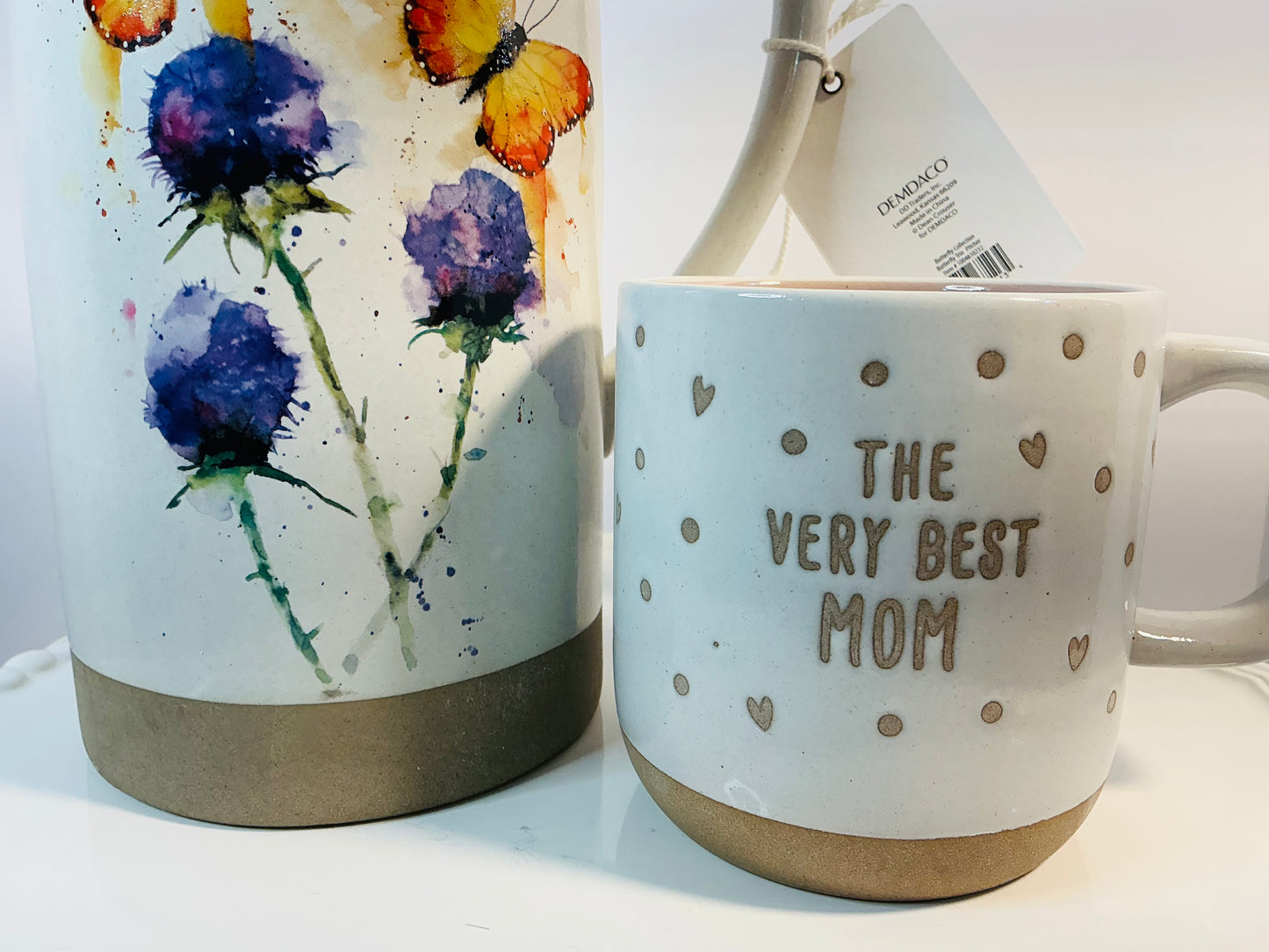 Demdaco Butterfly Trio Pitcher & a matching a Mother’s Day Mug from the Dean Crouser Collection.