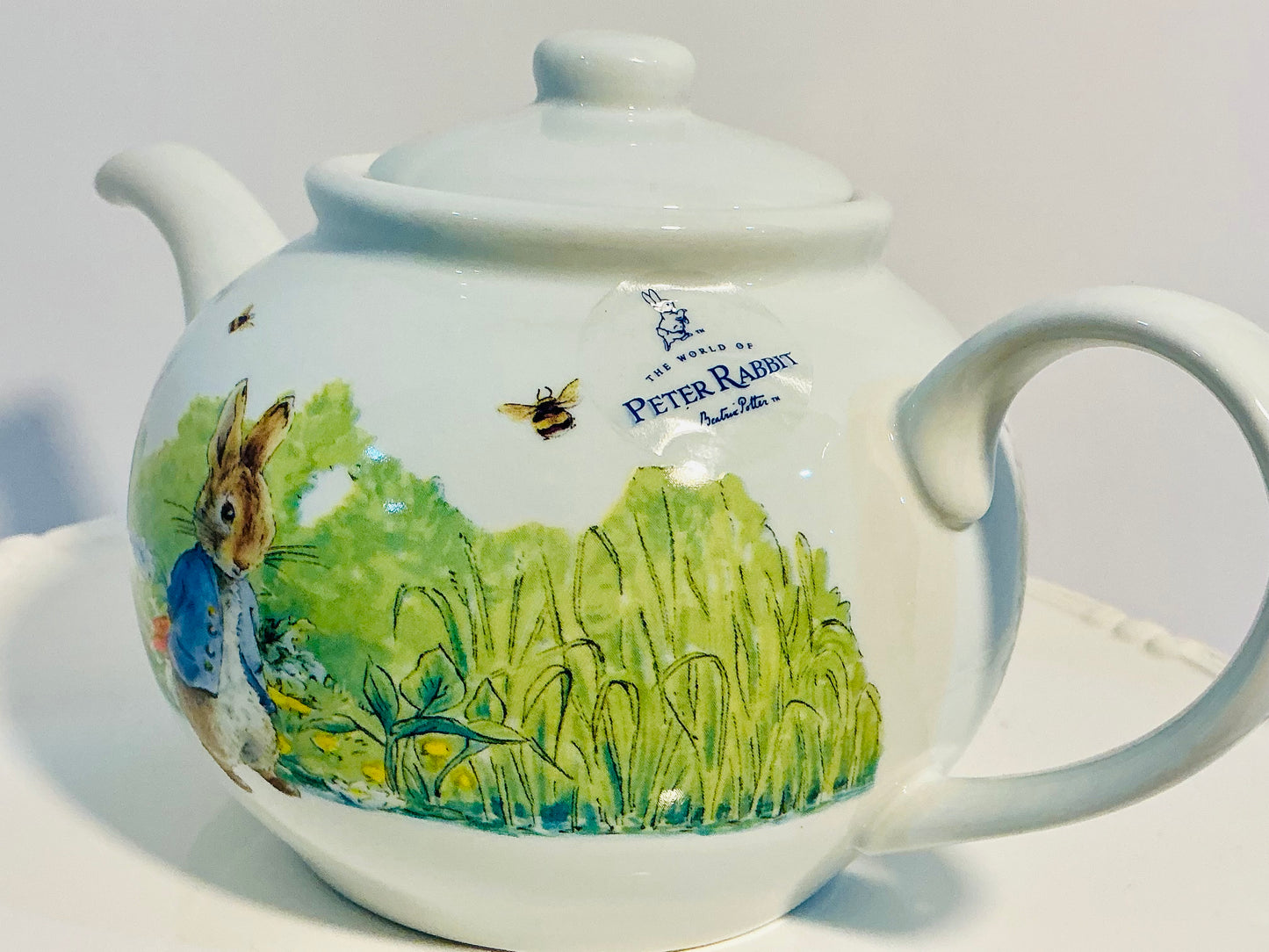 Beatrix Potter Peter Rabbit by Zrike Ceramic Teapot from “ In the Garden “ holds 4 cups , approximately 5.5” H, the world of Beatrix potter check my Peter rabbits collection of collectible items