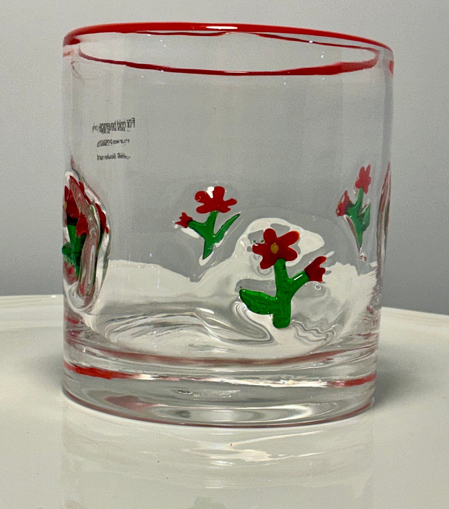 Anthropologie Dupe Red Flowers Icon Glass 17oz