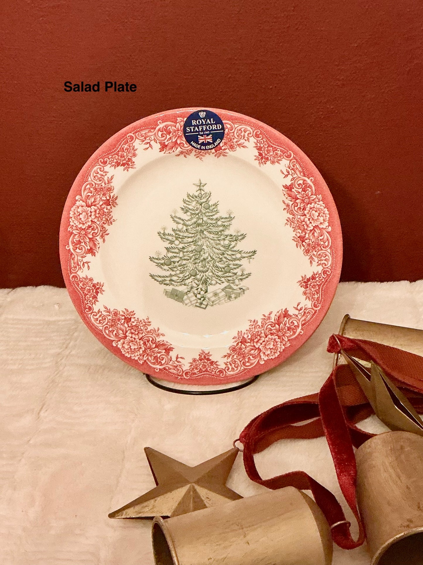 Royal Stafford Christmas Tree Red and Green Salad plate 8”