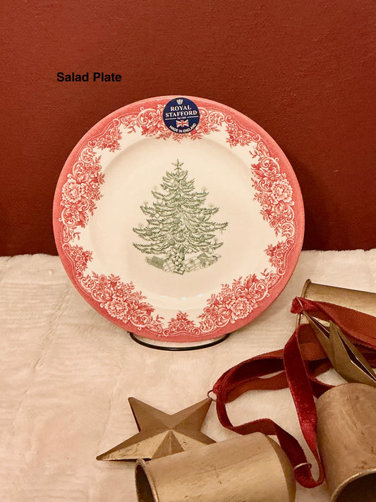 Royal Stafford Christmas Tree Red and Green Salad plate 8”