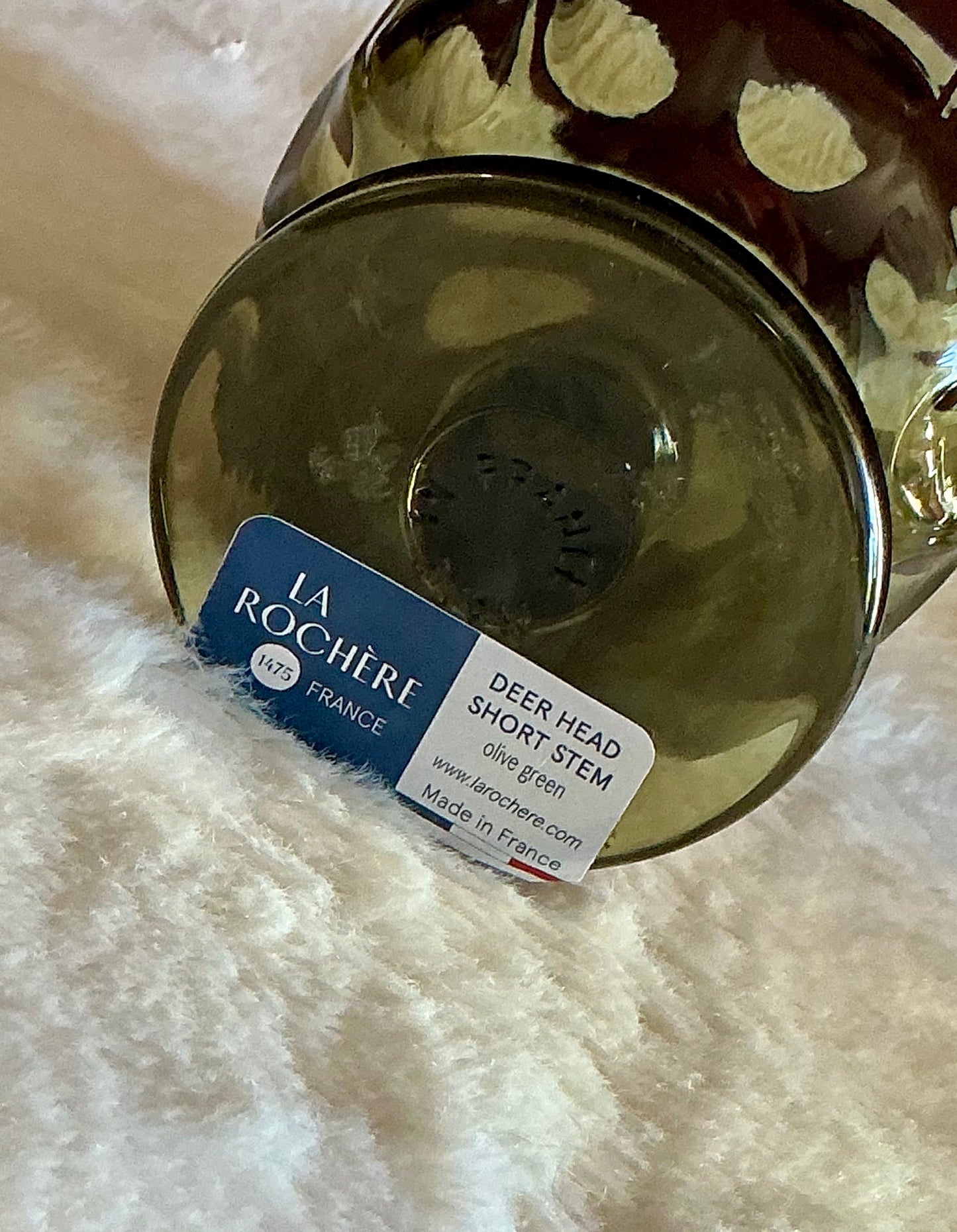 La Rochère Deer Head Short Stem Olive Green Made In France  Set Of  2