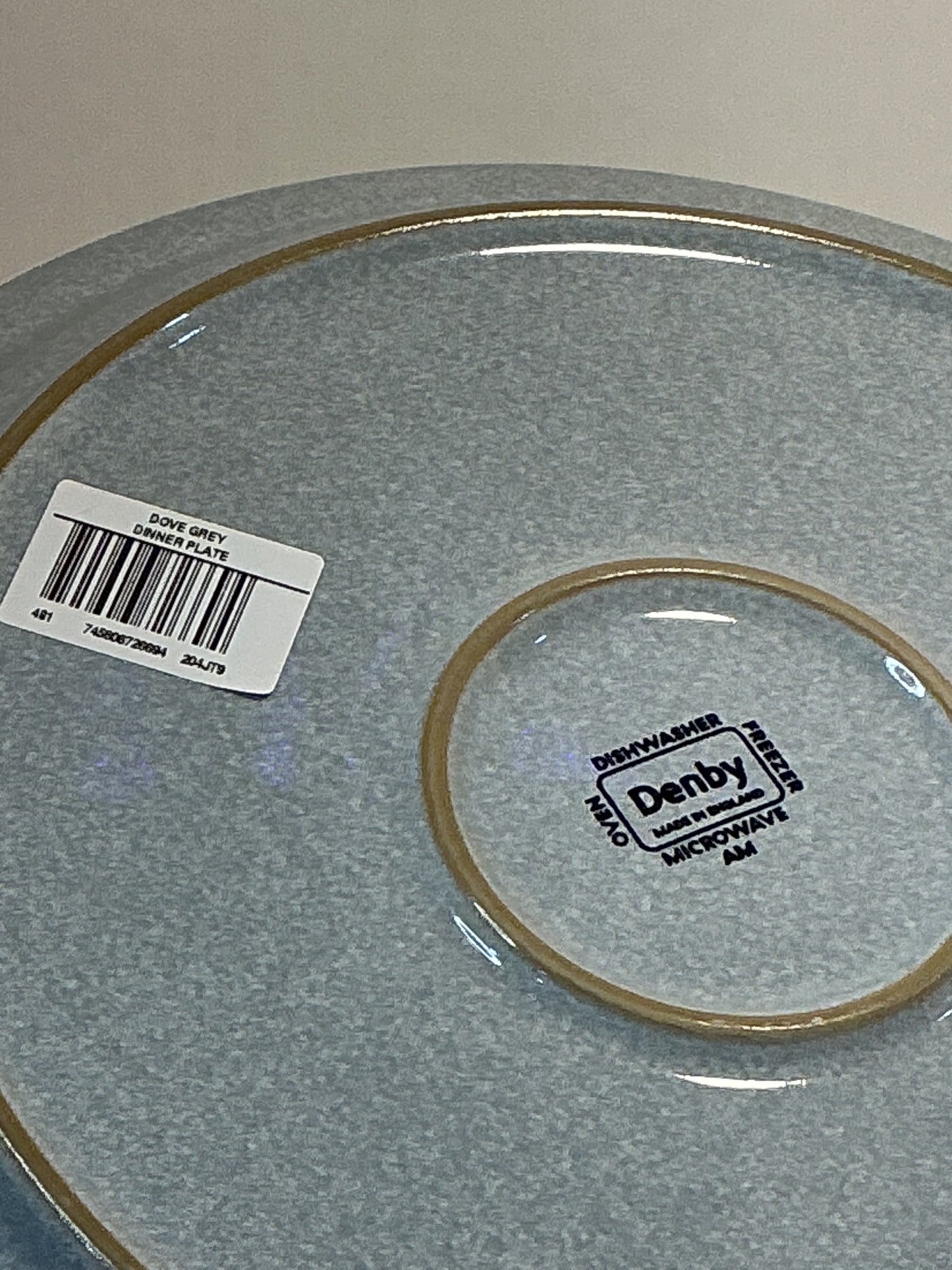 Denby Halo Speckle Blue Gray Coupe 10.75” Dinner Plate, Made in England