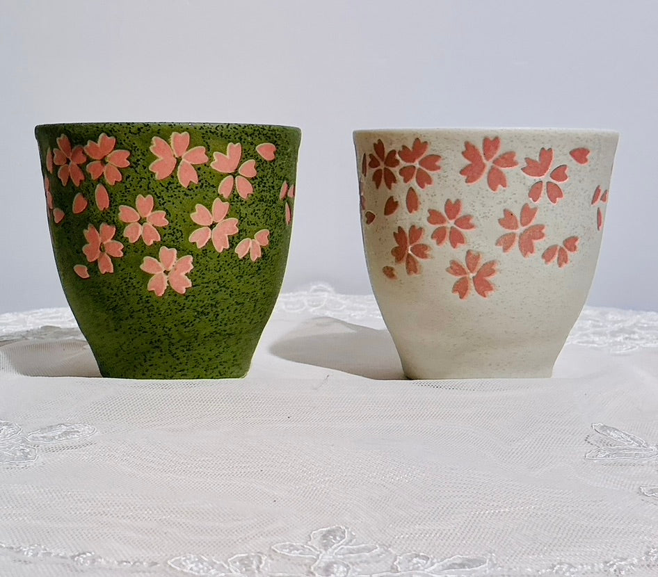 Jewel Sakura Cherry Blossom Ceramic Bowl & Tea Cup Set | Made in Japan