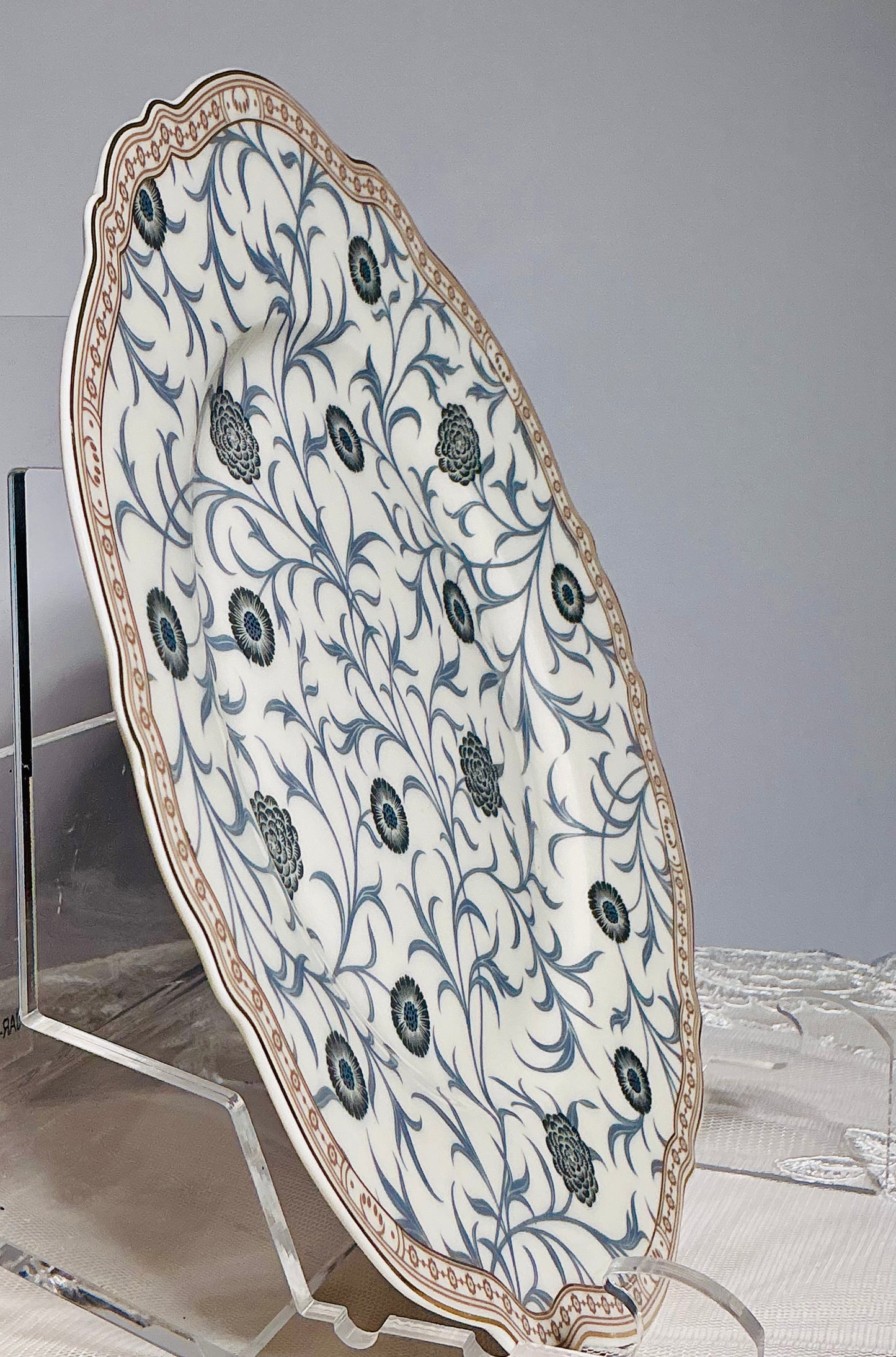 Morris & Co Premium Porcelain Salad Plate – Grey Floral | 8"