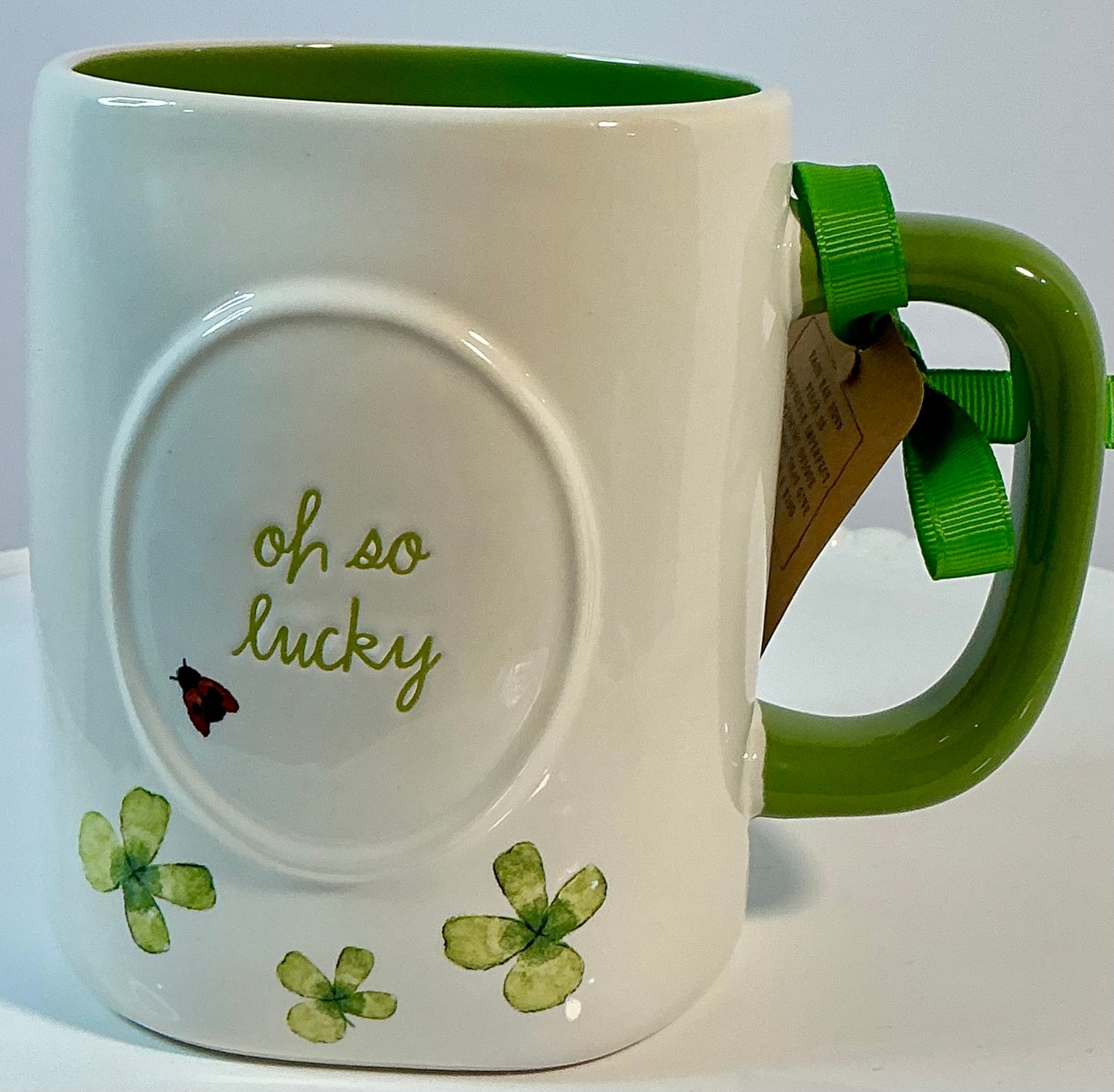 Rae Dunn “Oh so Lucky” Large Ceramic Saint Patrick’s day Mug 16oz & 4.75” High