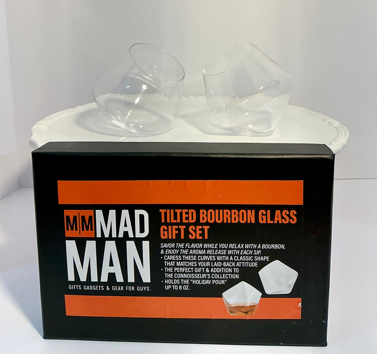 Mad Man Titled Bourbon Glass Gift Set - Set of 2, 8 oz Whiskey Glasses