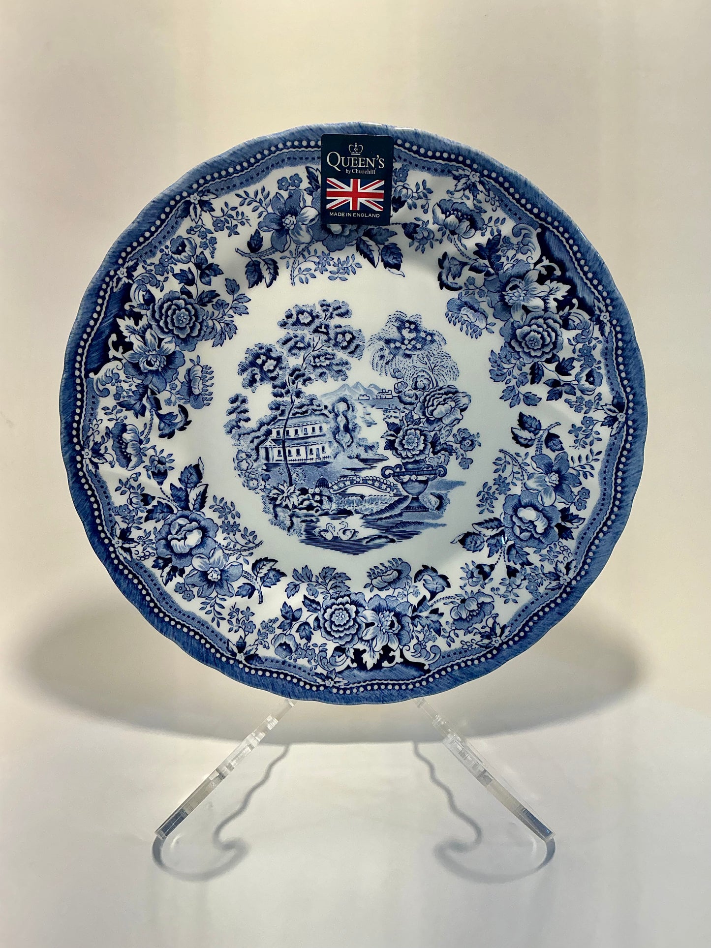 Queen Tonquin Dinner Plate Blue White Porcelain 10” Made In England