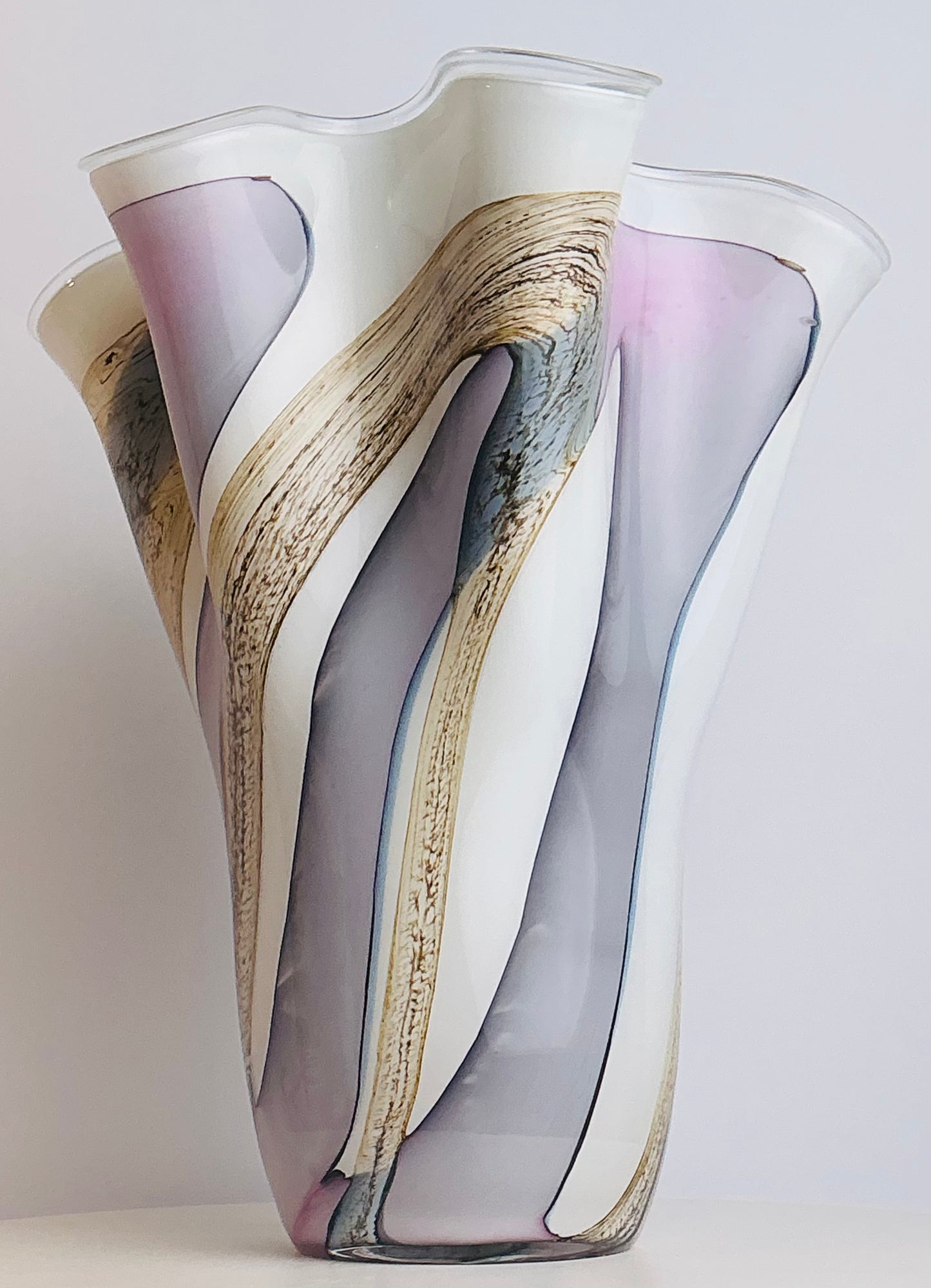 Zorza Polish Blown Glass Vase | White Gray Gold Marble | Handmade in Poland