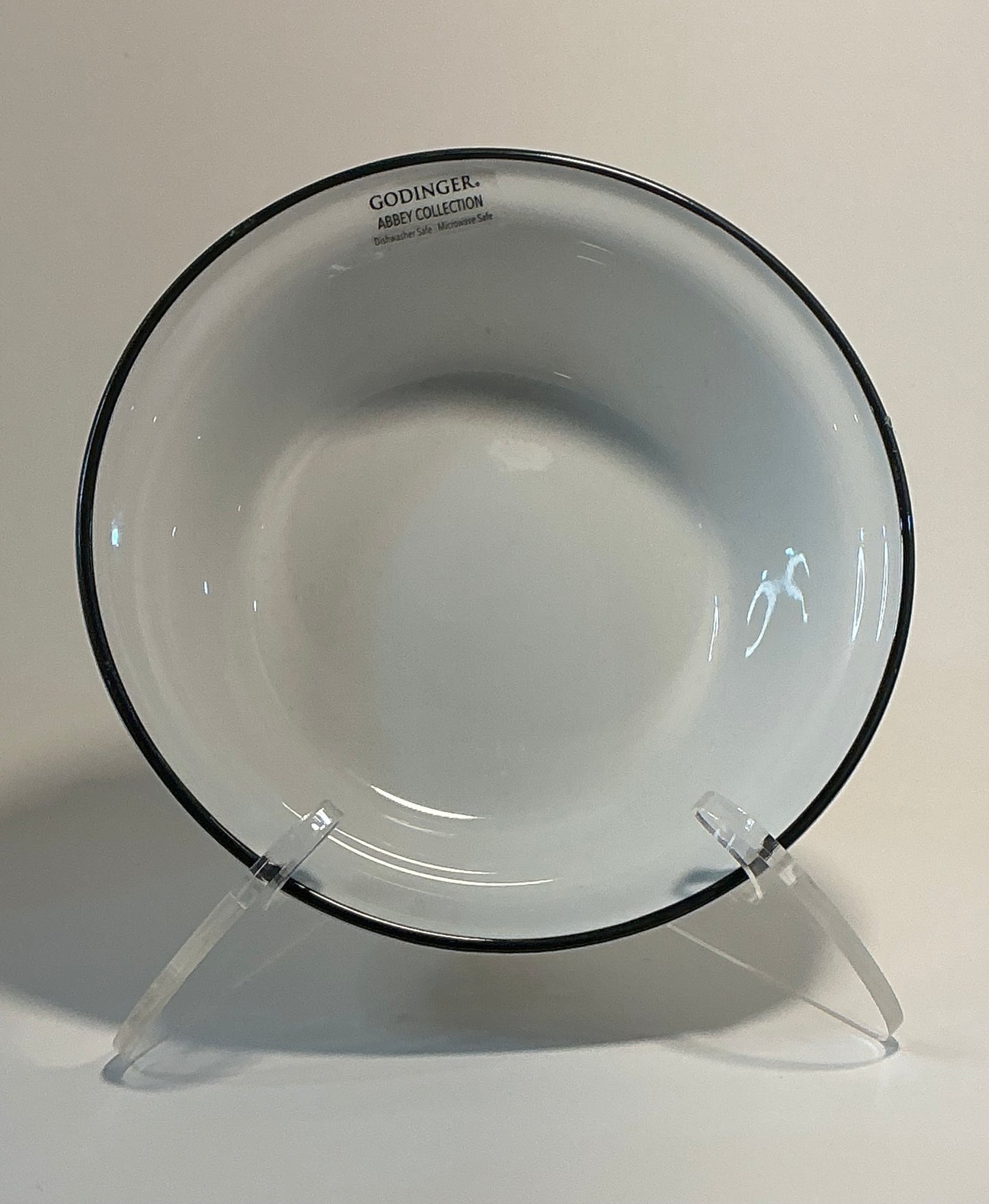 Godinger Abbey Collection 18oz soup bowl white shiny glaze and black trim 7”x2.5”
