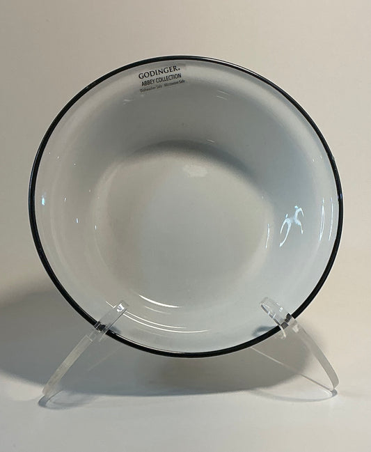 Godinger Abbey Collection 18oz soup bowl white shiny glaze and black trim 7”x2.5”