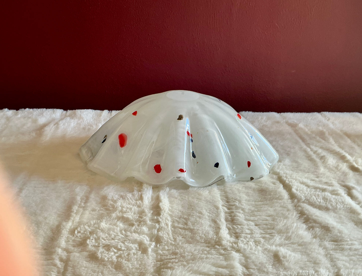 Confetti Hand Blown Glass Bowl Blue Red Green White Murano Italy