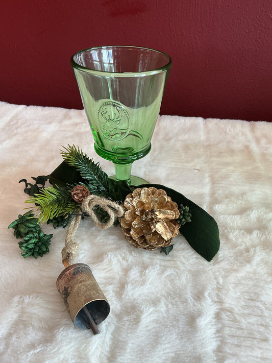 La Rochère Deer Collection Wine Glass Mint Green