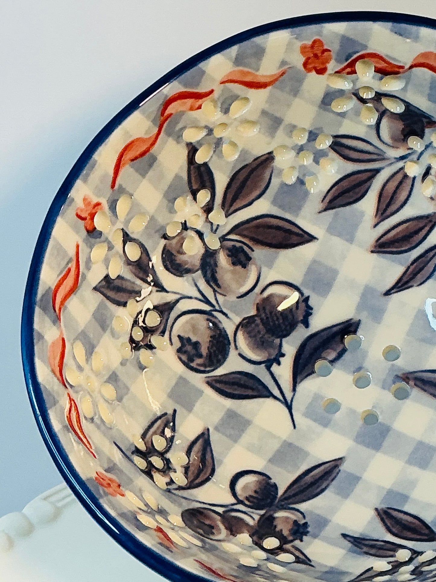 Prima Design Blue Patterned Berry Bowl 6”x3.5”