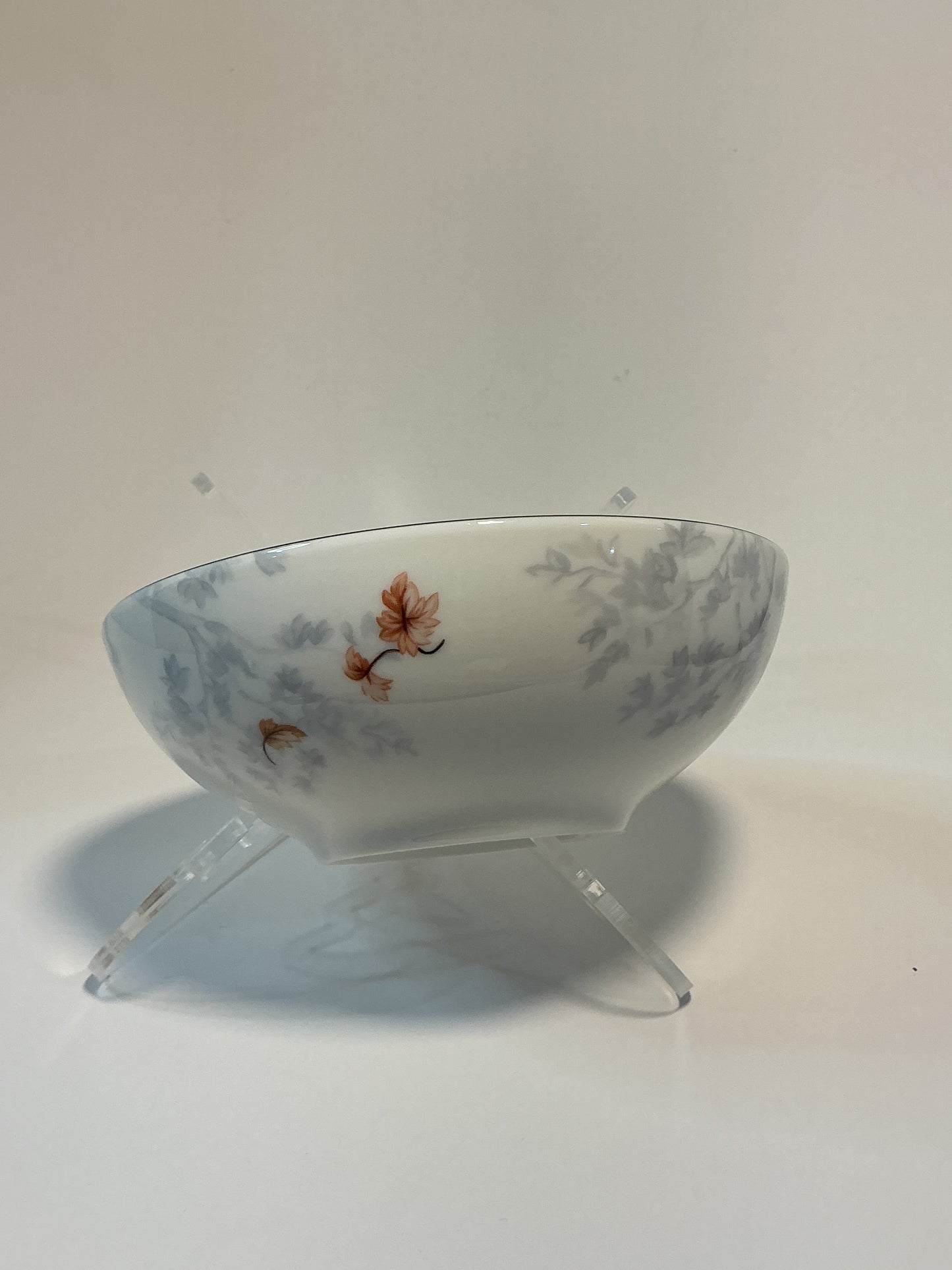 Pottery Barn Fantastical Forest Stoneware Bowl with a hand-painted white glaze decal finish