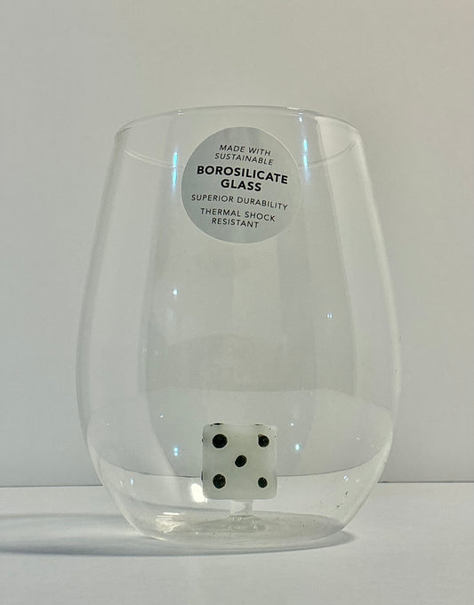 The Ardon Collection floating Dice Stemless Wine Glass 9 oz