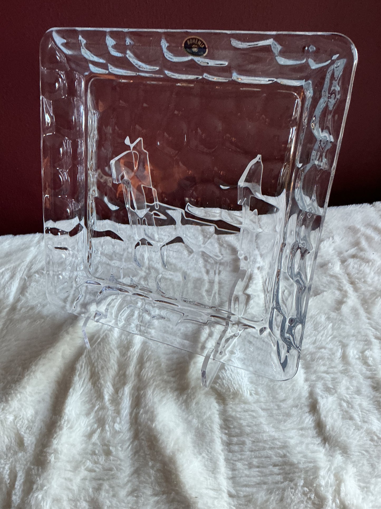 Crystal Bohemia Square Shaped Dish Czech Republic