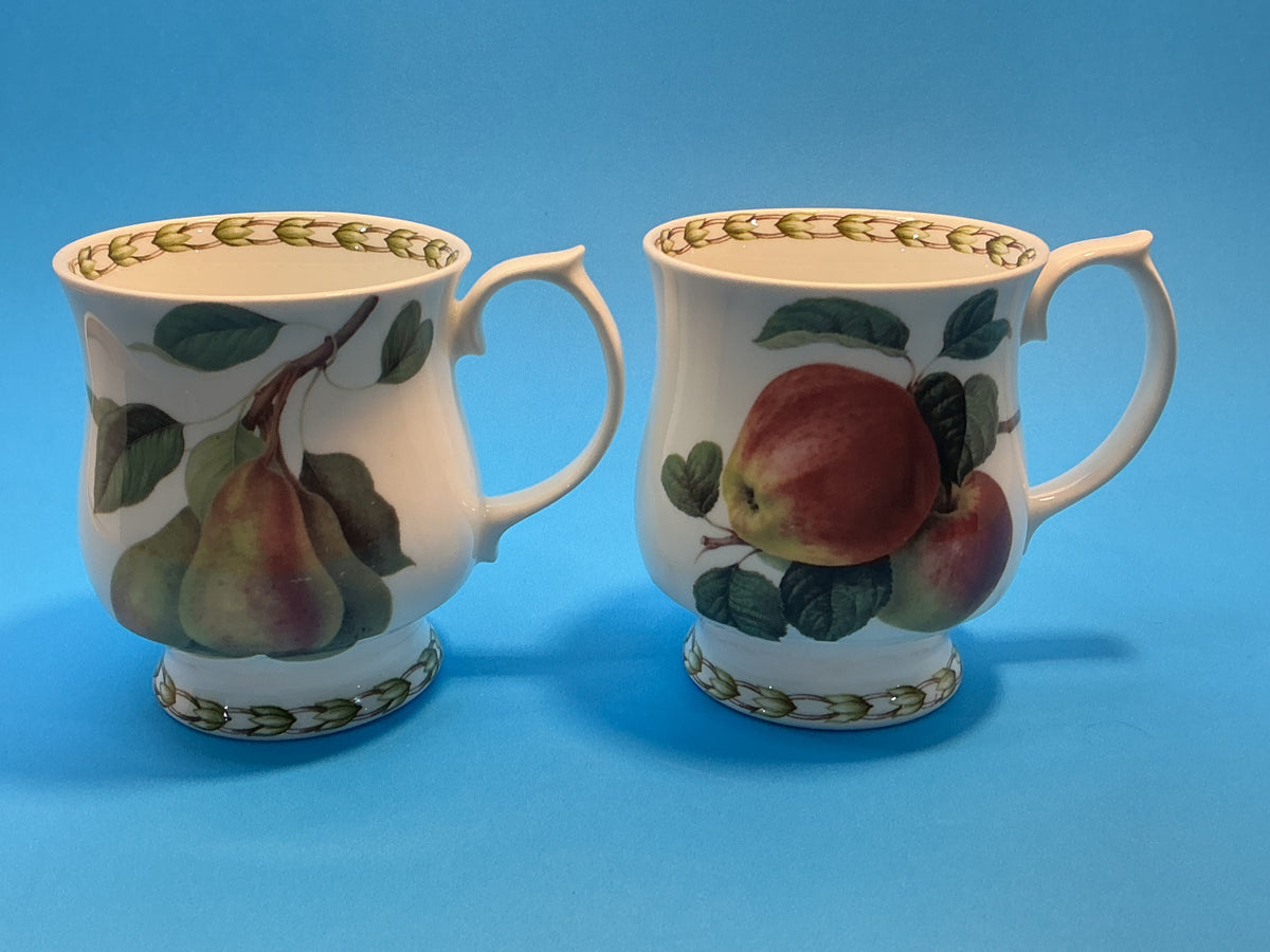 Queen’s vintage fine bone china hookers fruit set of 2 Mugs pear/apple