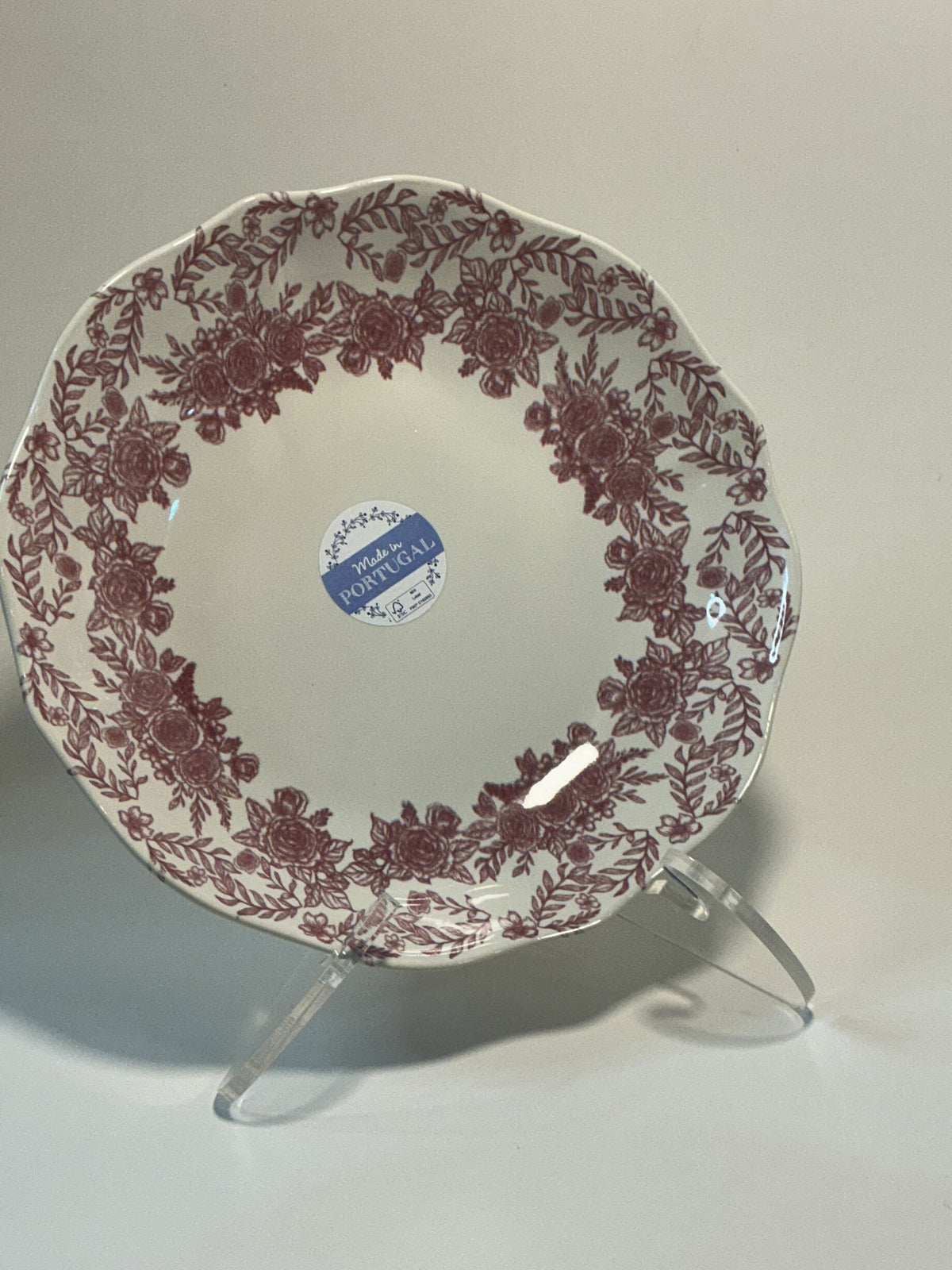 Matceramica Portugal Pink Dinner Bowl 8 7/8” and 1 3/4”