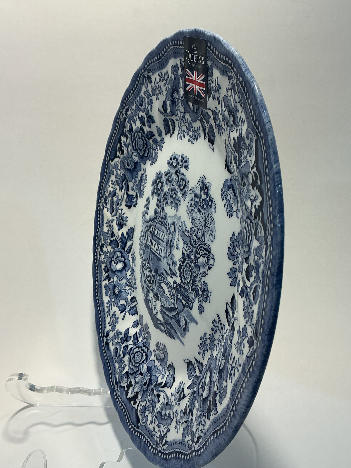 Queen Tonquin Dinner Plate Blue White Porcelain 10” Made In England