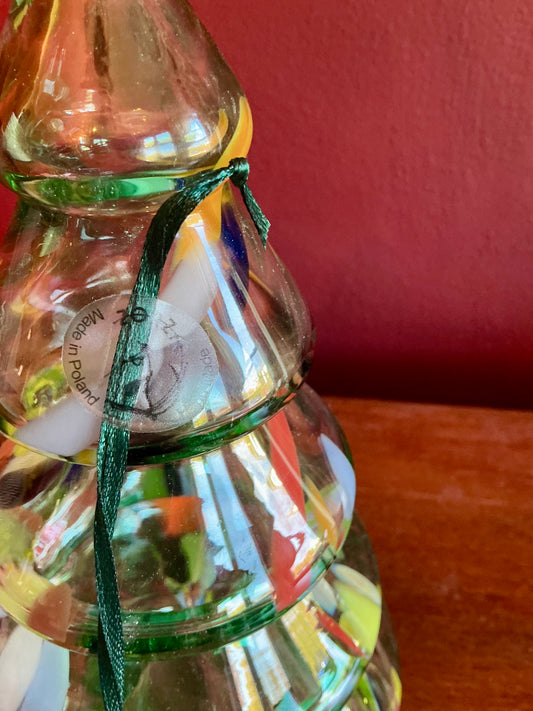 Art Glass Holiday Tree By Zorza Glassworks Poland 10”