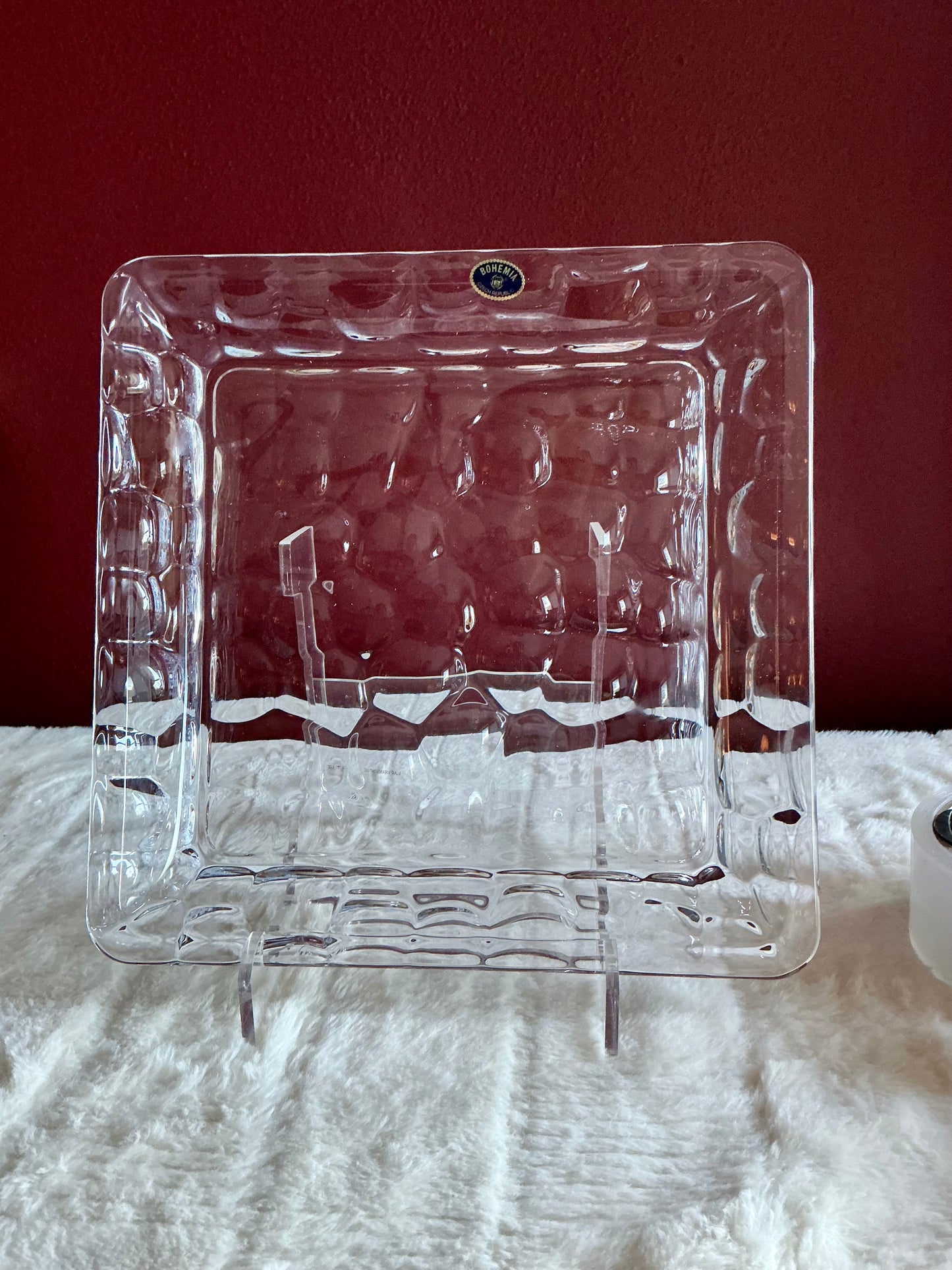 Crystal Bohemia Square Shaped Dish Czech Republic