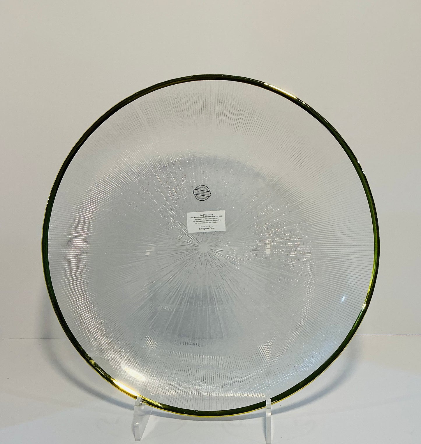 Clear Textured Glass Charger Plate w/ Gold Rim 13” multi use, make a perfect gift