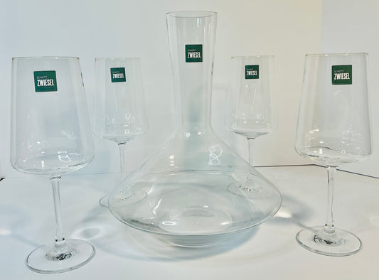 Scott Zwiesel Pure/Tour  5 pcs Wine Set: Decanter & 4 Tritan Crystal Glasses. Made in Germany
