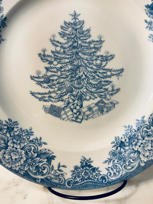 Royal Stafford Christmas Tree * 2 DINNER PLATES * Blue, England, NEW