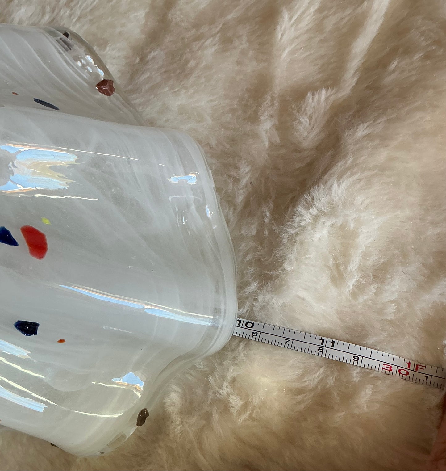 Confetti Hand Blown Glass Bowl Blue Red Green White Murano Italy